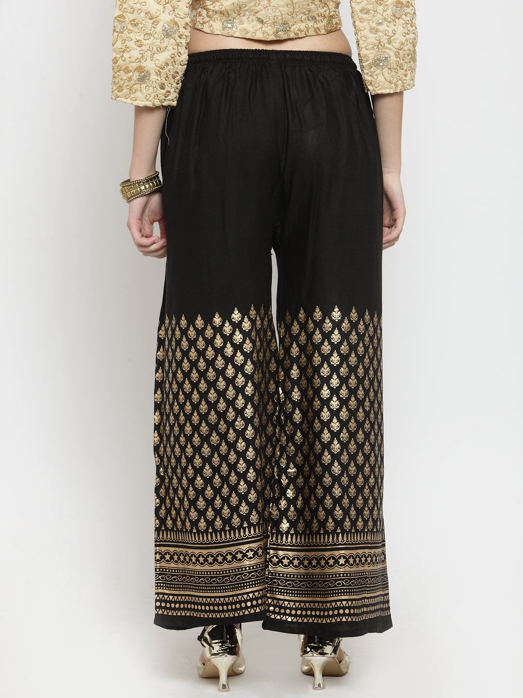Clora Black Printed Rayon Palazzo