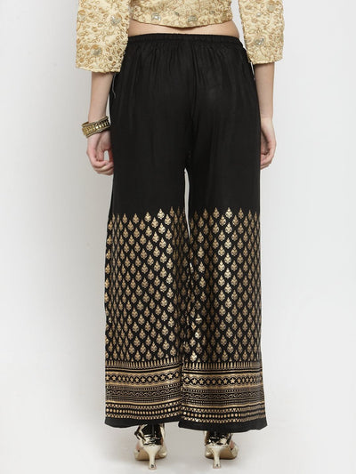 Clora Black Printed Rayon Palazzo