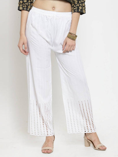 Clora White Rayon Straight Palazzo