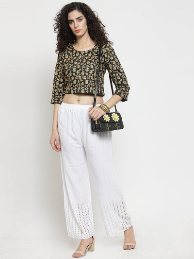 Clora White Rayon Straight Palazzo