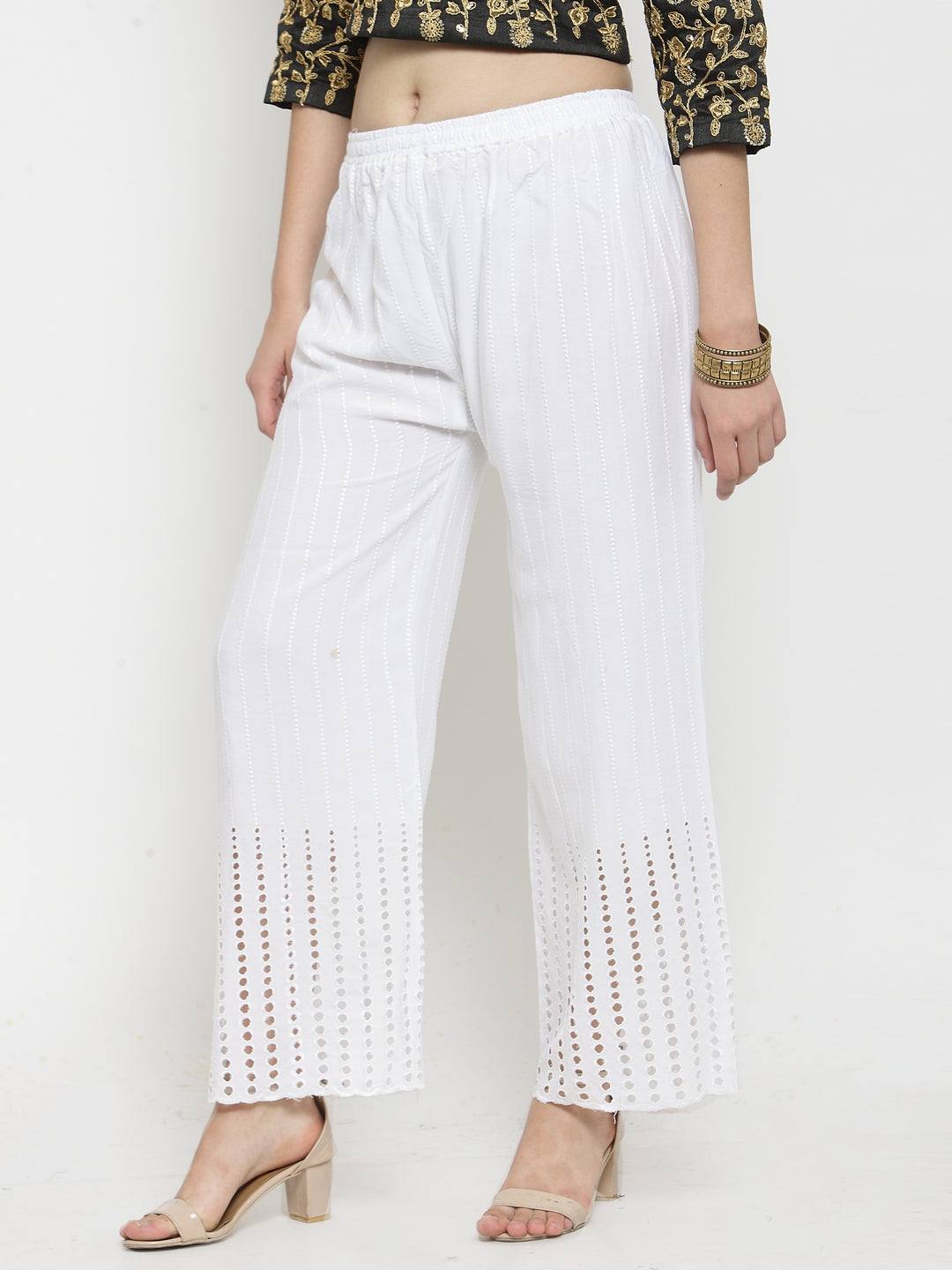 Clora White Rayon Straight Palazzo