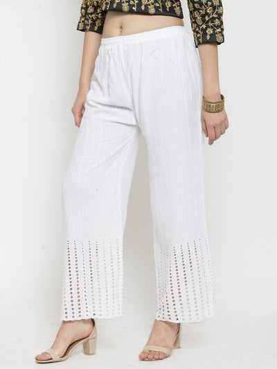 Clora White Rayon Straight Palazzo