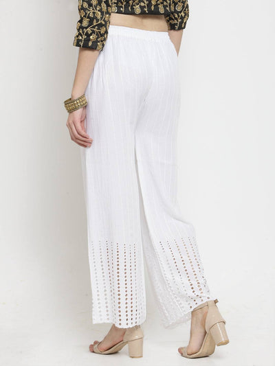 Clora White Rayon Straight Palazzo