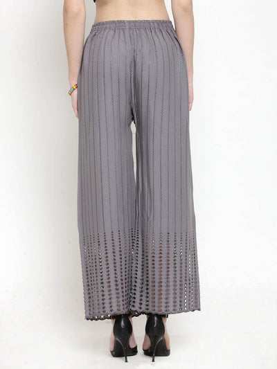 Grey Rayon Straight Palazzo with elegant design and soft fabric.