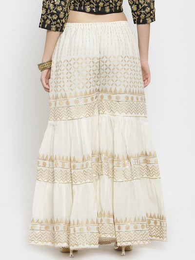 Clora Off-White Gotta Patti Printed Gharara