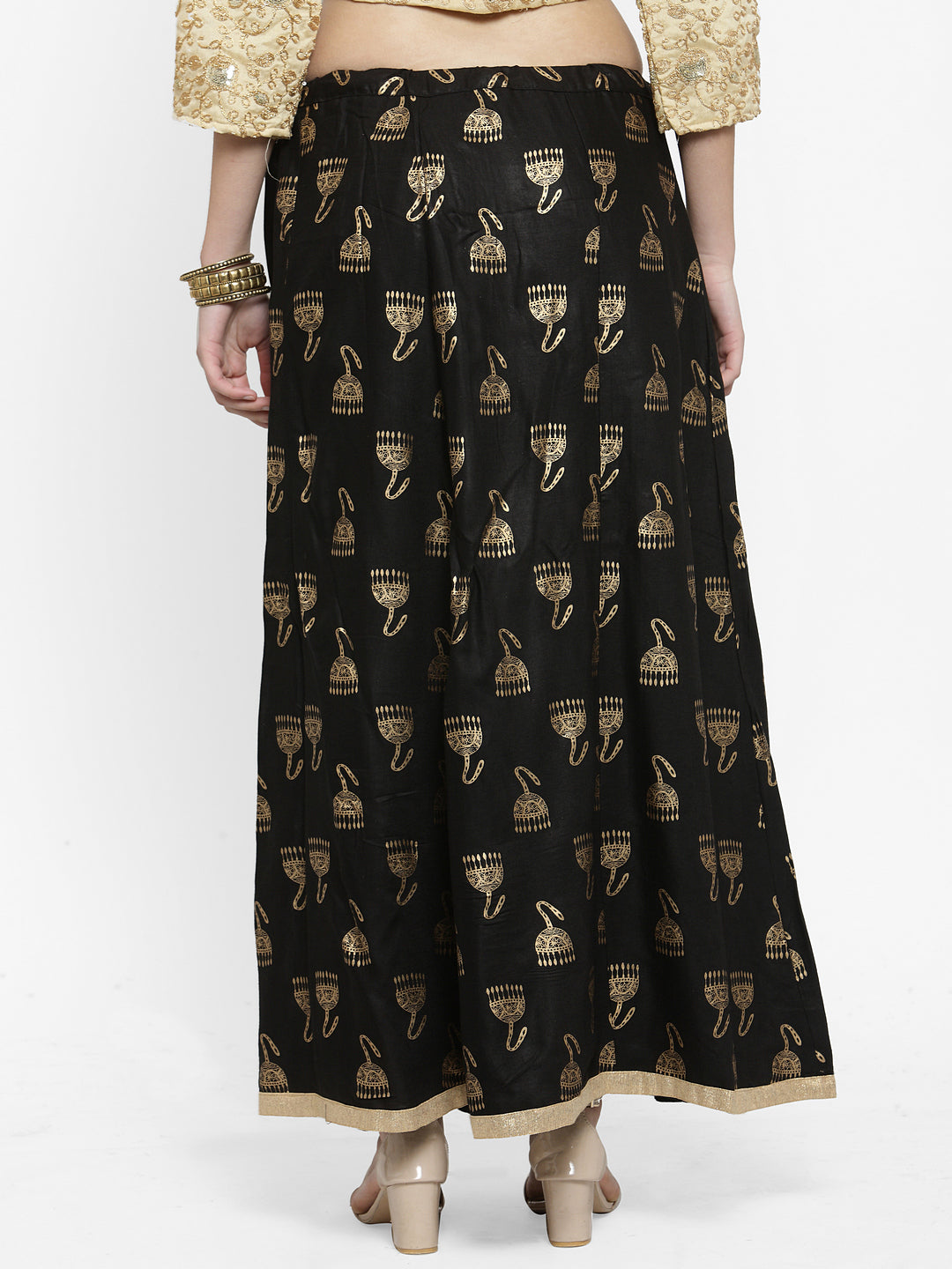 Clora Black Printed Maxi Skirt
