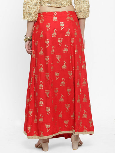 Clora Red Printed Maxi Skirt