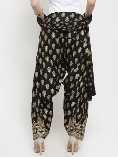 Black printed salwar dupatta set made from cotton with elegant patterns.