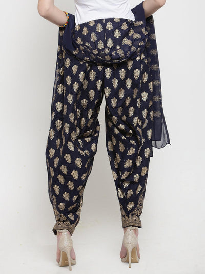 Navy Blue Printed Salwar Dupatta Set made from cotton with bright, fashionable design by Clora.