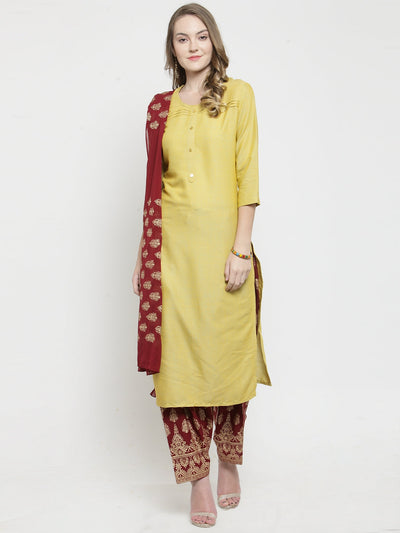 Clora Maroon Printed Salwar Dupatta Set