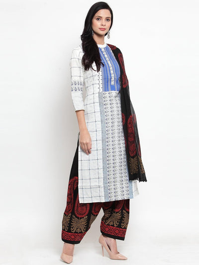 Black Printed Salwar Dupatta set with cotton fabric and vibrant design.