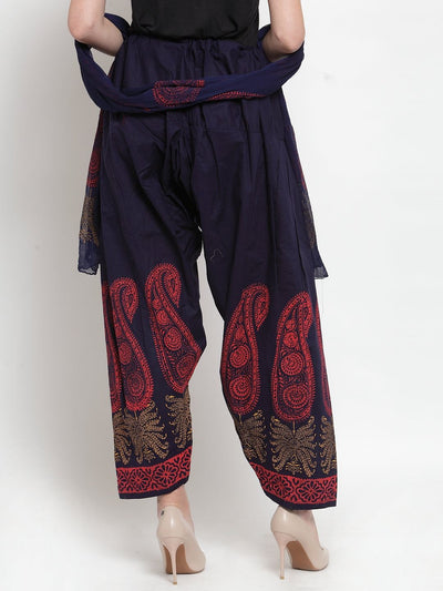 Navy Blue Printed Salwar Dupatta set with stylish design, made from cotton, perfect for pairing with kurtas.