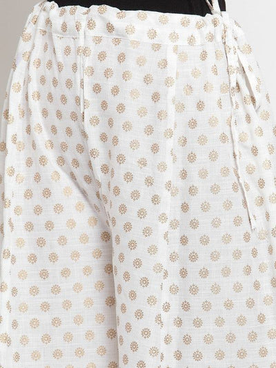 Clora White Flared Gold Printed Rayon Sharara