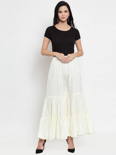 Clora Off-White Flared Solid Gharara