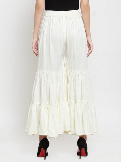 Clora Off-White Flared Solid Gharara