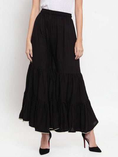 Clora Black Flared Solid Gharara