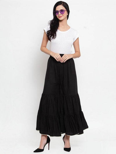 Clora Black Flared Solid Gharara