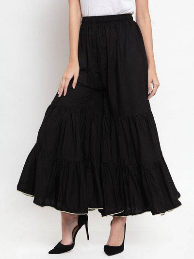 Clora Black Flared Solid Gharara