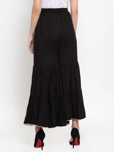 Clora Black Flared Solid Gharara