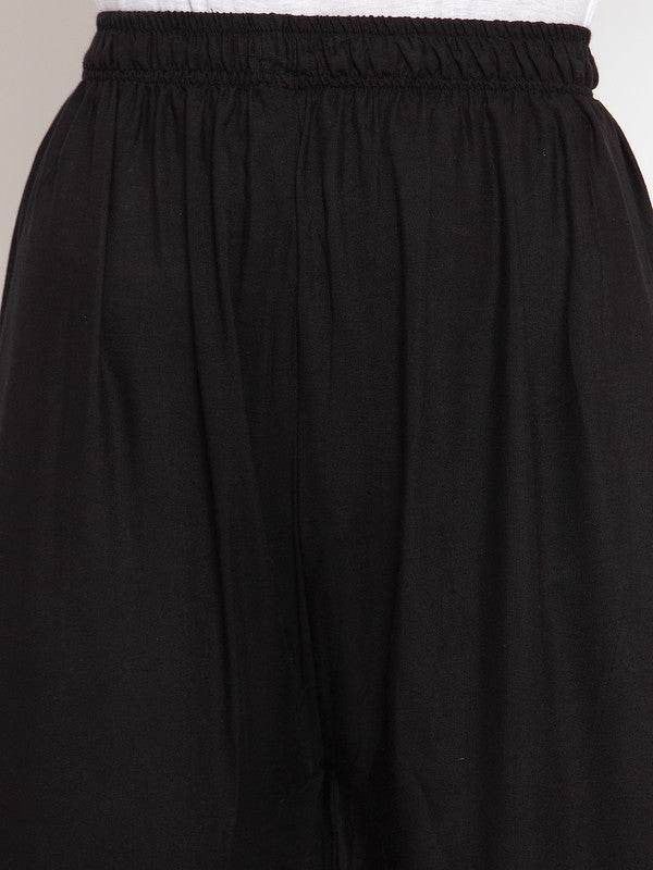Clora Black Flared Solid Gharara