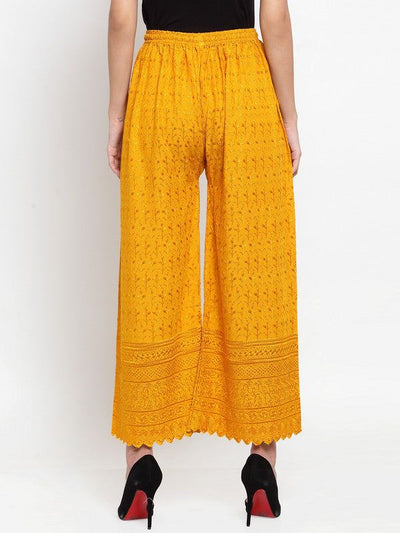 Clora Mustard Full Chikankari Rayon Palazzo