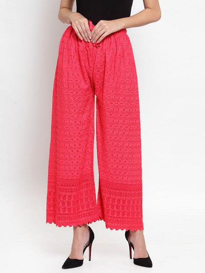 Peach Chikankari Rayon Palazzo for women, elegant and stylish design.
