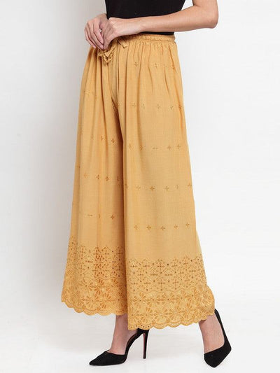 Fawn Chikankari Rayon Sharara, lightweight and comfortable design.