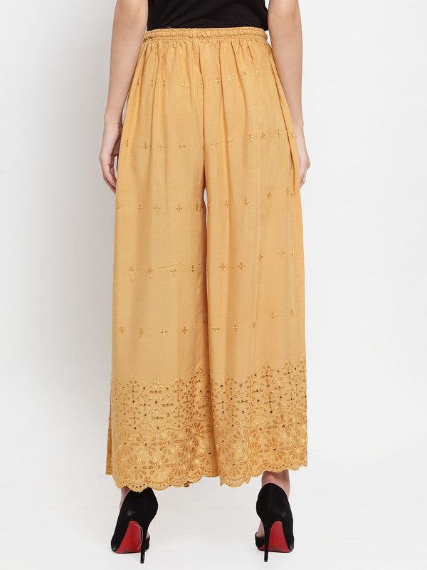 Fawn Chikankari Rayon Sharara with intricate embroidery and comfortable fit.