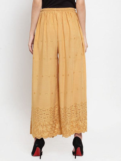 Fawn Chikankari Rayon Sharara with intricate embroidery and comfortable fit.