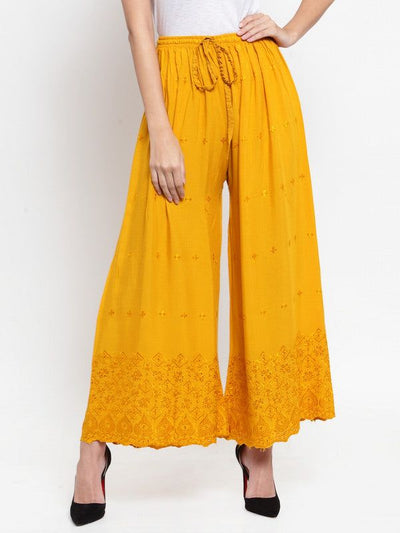 Mustard Chikankari Rayon Sharara