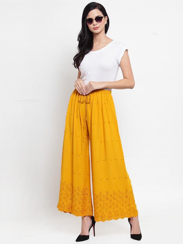 Mustard Chikankari Rayon Sharara