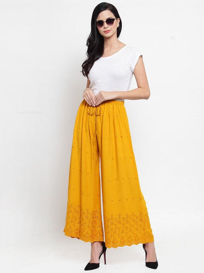 Mustard Chikankari Rayon Sharara