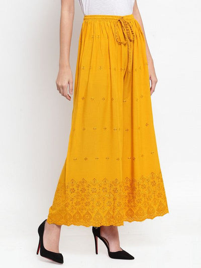 Clora Mustard Chikankari Rayon Sharara