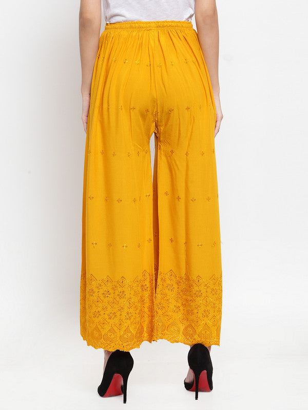 Clora Mustard Chikankari Rayon Sharara