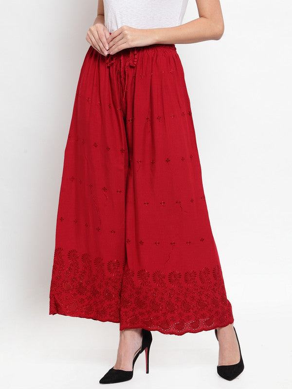 Maroon Chikankari Rayon Sharara