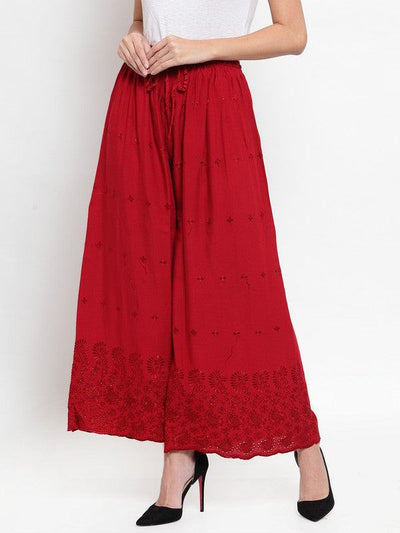 Maroon Chikankari Rayon Sharara
