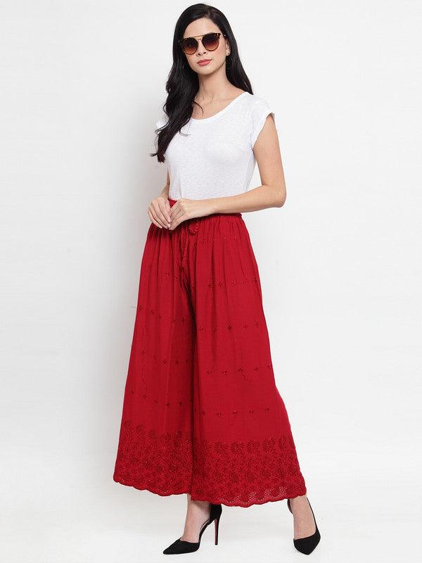 Clora Maroon Chikankari Rayon Sharara