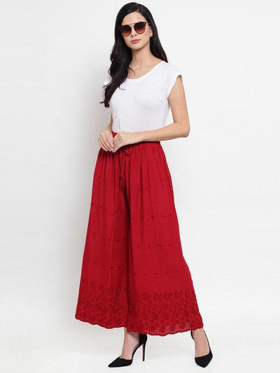 Clora Maroon Chikankari Rayon Sharara