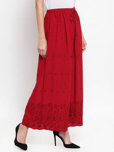 Maroon Chikankari Rayon Sharara