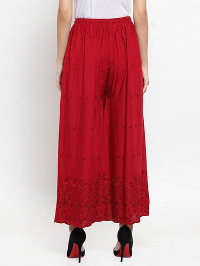 Clora Maroon Chikankari Rayon Sharara