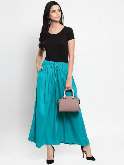 Clora Turquoise Blue Solid Rayon Sharara