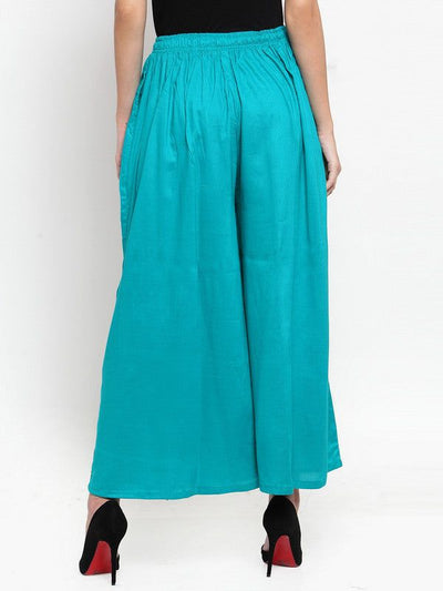 Clora Turquoise Blue Solid Rayon Sharara
