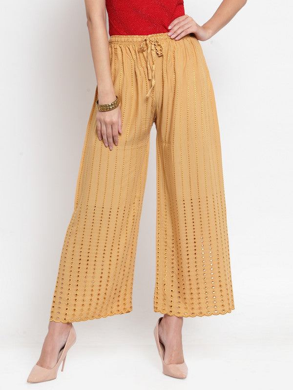 Clora Fawn Rayon Straight Palazzo