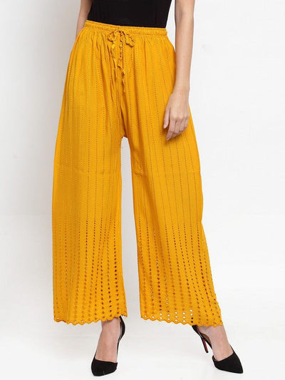 Mustard Rayon Straight Palazzo with soft fabric and stylish design.
