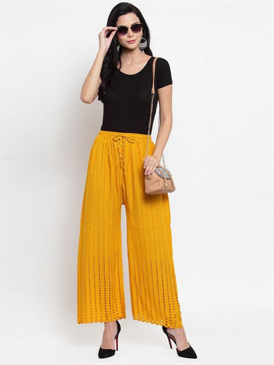 Mustard Rayon Straight Palazzo for stylish comfort.