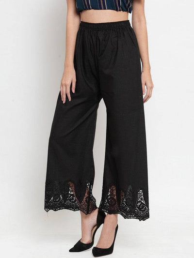 Clora Black Straight Chikan Palazzo