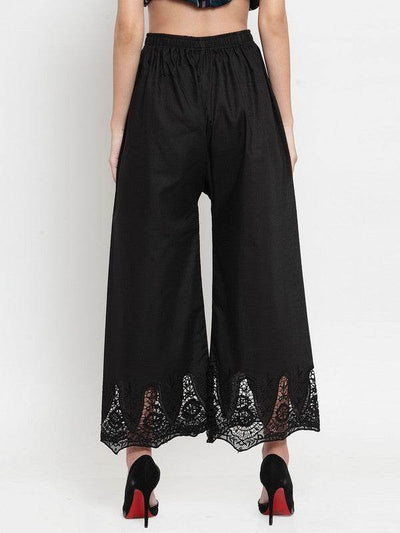 Clora Black Straight Chikan Palazzo