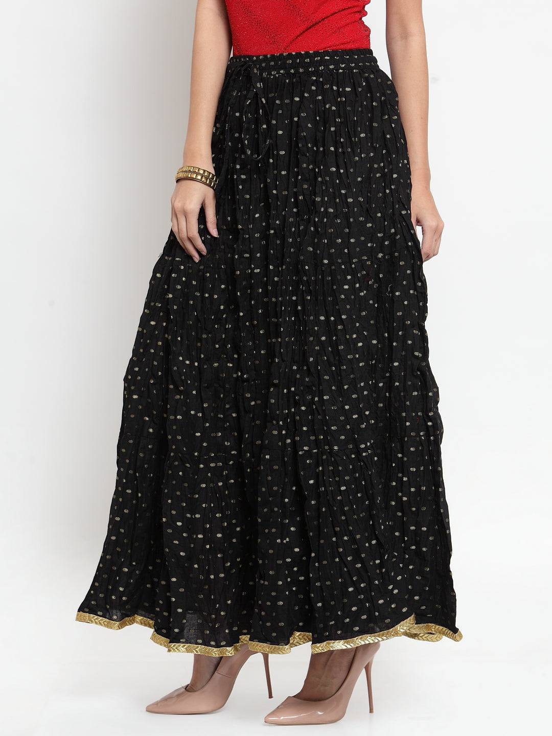 Clora Black Bandhani Maxi Skirt