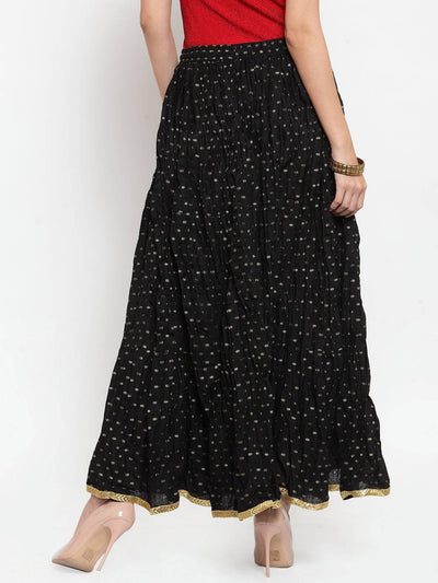 Clora Black Bandhani Maxi Skirt