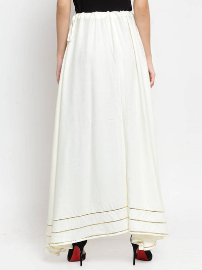 Off-White Gotta Patti Solid Rayon Skirt with Drawstring Waistband